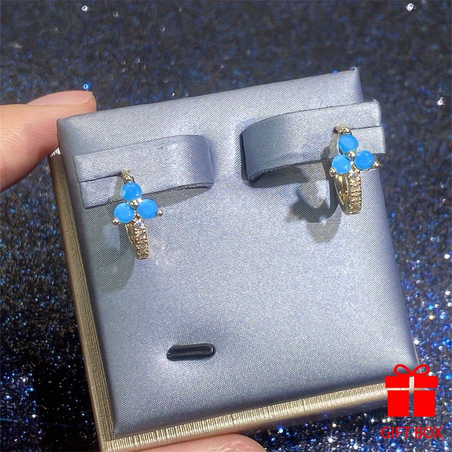 Three Stone Synthetic Turquoise Women's Earrings Wedding Party Holiday Wear